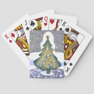 O Tannenbaum   Wasserfarbenes Wintergemälde Spielkarten