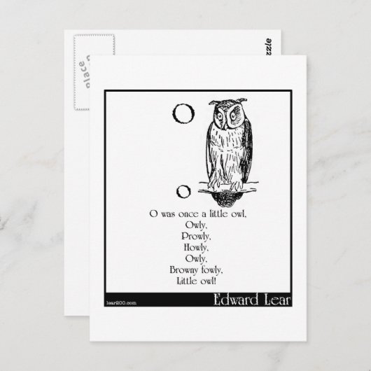O war einmal eine kleine Eule Postkarte (Vorne/Hinten)