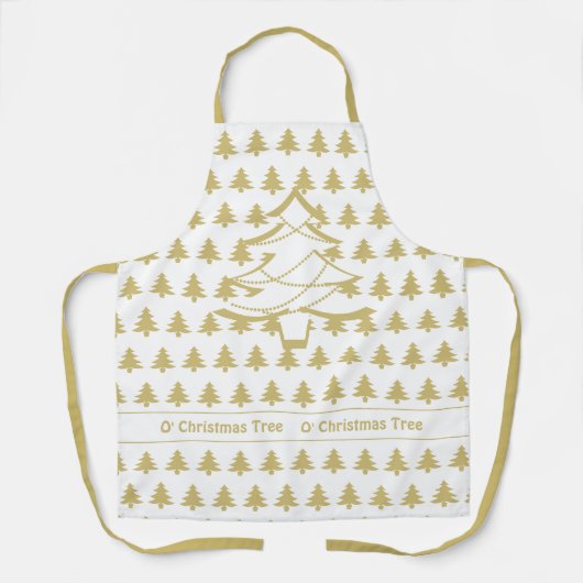 O' Weihnachtsbaum Gold/Weiß Ikonisches Muster Schürze (Vorderseite)