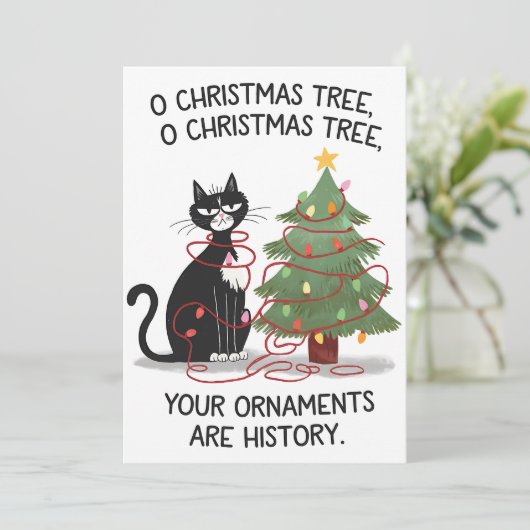 O Weihnachtsbaum Ihre Ornamente sind Geschichte Ka Einladung (Stehend Vorderseite)