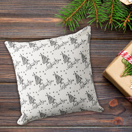 O Weihnachtsbaum Schwarz-Weiß Minimalistisch Kissen