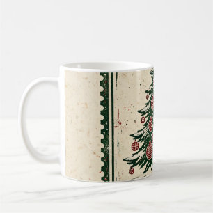 O Weihnachtsbaum-Tasse — Vintage roter Stempel-Sti Kaffeetasse