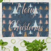O Weihnachtsbäume (blau) Geschirrtuch (Gefaltet)