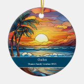 Oahu Beach Vacation Keramik Ornament (Vorne)