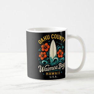 Oahu County Waimea Y - Hawaii Surfen Retro  Kaffeetasse