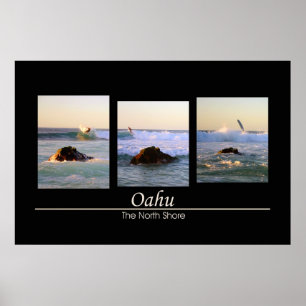 Oahu - das Nordufer - Surfen Poster