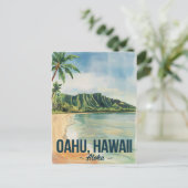 Oahu Hawaii Aquarellbilder Postkarte (Stehend Vorderseite)