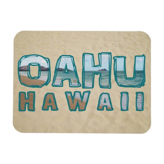 Oahu Hawaii Beach Foto Text Magnet (Horizontal)