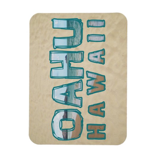Oahu Hawaii Beach Foto Text Magnet (Vertikal)