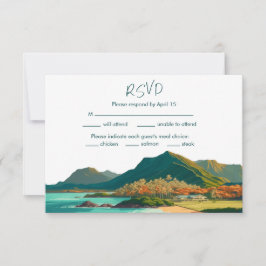 Oahu Hawaii Beach Mountain Wedding RSVP Karte