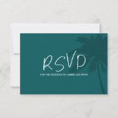 Oahu Hawaii Beach Mountain Wedding RSVP Karte (Rückseite)