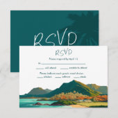 Oahu Hawaii Beach Mountain Wedding RSVP Karte (Vorne/Hinten)
