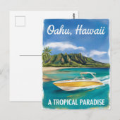 Oahu Hawaii Beach Travel Aquarellbilder Postkarte (Vorne/Hinten)