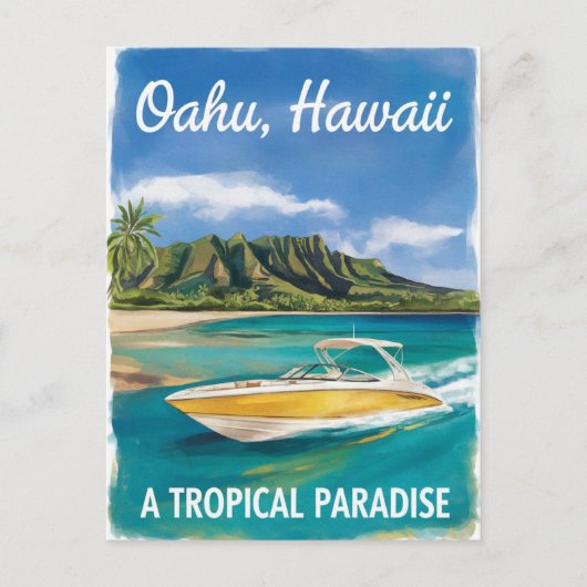 Oahu Hawaii Beach Travel Aquarellbilder Postkarte (Vorderseite)
