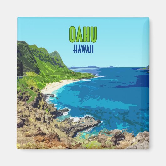 Oahu Hawaii Beach Vintag Magnet (Vorne)