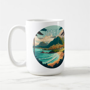 Oahu Hawaii Beach Vintag Retro Kaffeetasse
