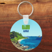 Oahu Hawaii Beach Vintag Schlüsselanhänger (Vorderseite)