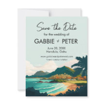 Oahu Hawaii Beach Wedding Save the Date