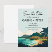 Oahu Hawaii Beach Wedding Save the Date Einladung (Vorne/Hinten)