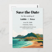 Oahu Hawaii Beach Wedding Save the Date Postkarte (Vorne/Hinten)