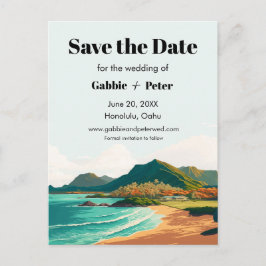 Oahu Hawaii Beach Wedding Save the Date Postkarte