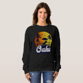 Oahu Hawaii Hawaiian Sunset Beach Retro Premium Sweatshirt (Vorne ganz)