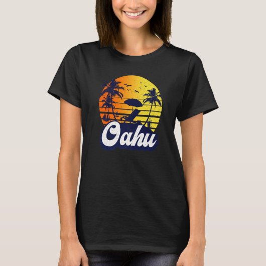 Oahu Hawaii Hawaiian Sunset Beach Retro Premium T-Shirt (Vorderseite)