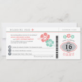Oahu Hawaii Hibiskus Boarding Pass Wedding Einladung (Vorderseite)