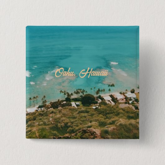 Oahu Hawaii Insel Reise Souvenir Button (Vorderseite)