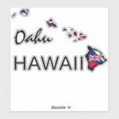 OAHU - HAWAII ISLANDS HI Flag BLK Aufkleber (Blatt)