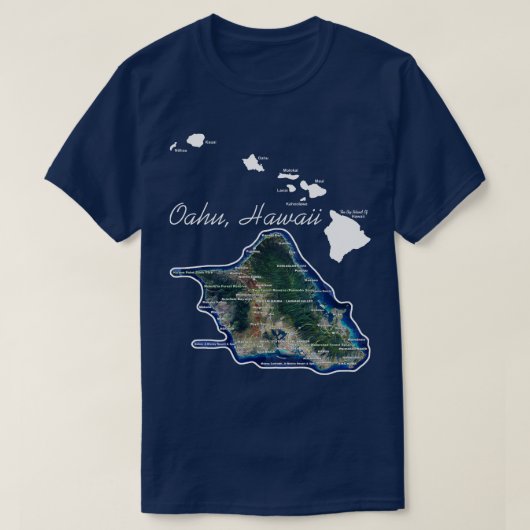 Oahu Hawaii mit hawaiianischen Inseln T-Shirt (Design vorne)
