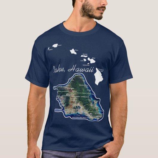 Oahu Hawaii mit hawaiianischen Inseln T-Shirt (Vorderseite)