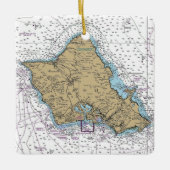 Oahu Hawaii Nautical Chart Keramikornament (Vorderseite)