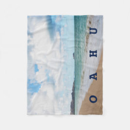 Oahu Hawaii Ocean Waves & Beach Fleecedecke