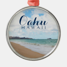 Oahu Hawaii Ocean Waves & Beach Ornament Aus Metall