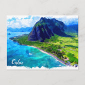 Oahu Hawaii Panorama View Beach Postkarte (Vorderseite)