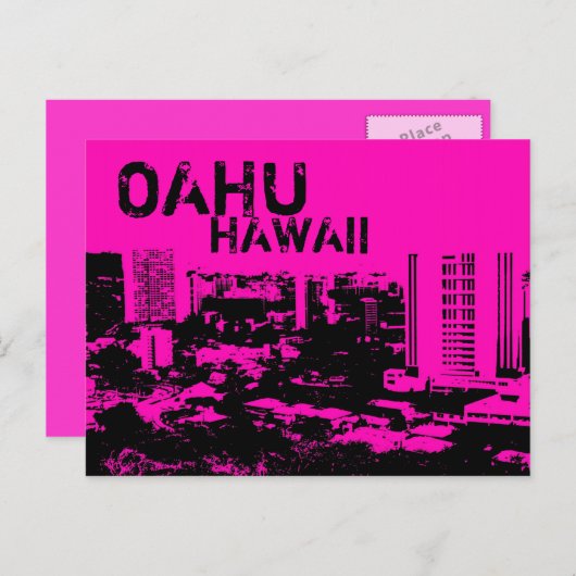 Oahu Hawaii Pink Pink Art Design Postkarte (Vorne/Hinten)