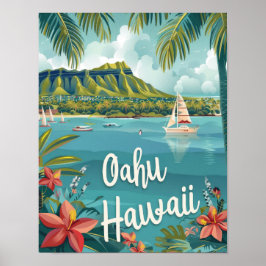 Oahu Hawaii Reiseposter Art Print Poster