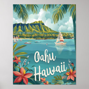 Oahu Hawaii Reiseposter Art Print Poster