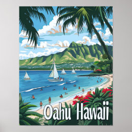Oahu Hawaii Reiseposter Art Print Poster