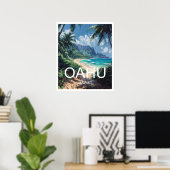 Oahu Hawaii Reiseposter Art Print Poster (Heimbüro)