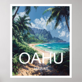 Oahu Hawaii Reiseposter Art Print Poster