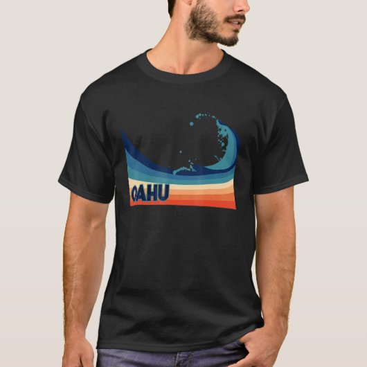 Oahu Hawaii Retro Surf Sailing & Hawaiianischer Fi T-Shirt (Vorderseite)