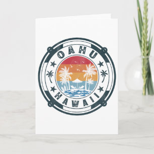 Oahu Hawaii Strand Sommerurlaub Vintage Sonnenunte Karte