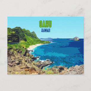 Oahu Hawaii Strand Vintage Postkarte