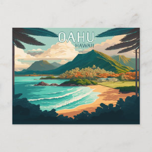 Oahu Hawaii Strand Vintage Retro Postkarte