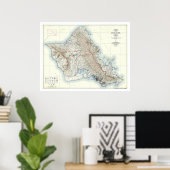 Oahu Hawaii Topographical Map 1938 Poster (Heimbüro)