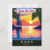 Oahu, Hawaii, Travel Postcard, Save The Date (Vorderseite)