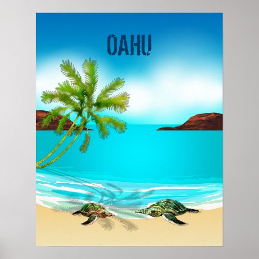 Oahu Hawaii Travel Poster (Vorne)