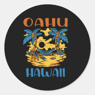 Oahu Hawaii Travel Runder Aufkleber